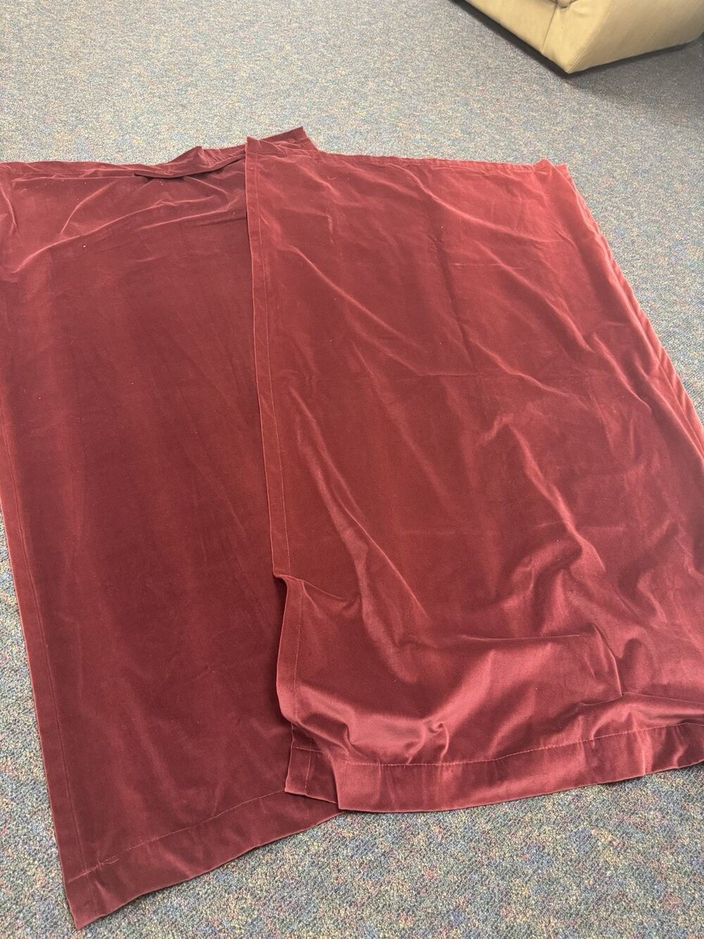 Pottery Barn Velvet Velour Red Drapes Curtains 47 By 84
